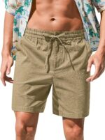 Vogaan Men's Cotton Linen Shorts | Comfortable Breathable Casual Summer Shorts for Men