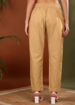 Yash Gallery Women's Regular Fit Mid Rise Solid Cotton Slub Ankle Length Regular Trouser Pant - Image 4
