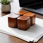 Bmado Wooden Paperweight (5.5 x 5.5 cm) | Handmade Solid Wood Paper Weight, Natural Wood Grain Texture, Desk Accessory, Home & Office Decor, Study Table Accessory, Gift Item - Brown