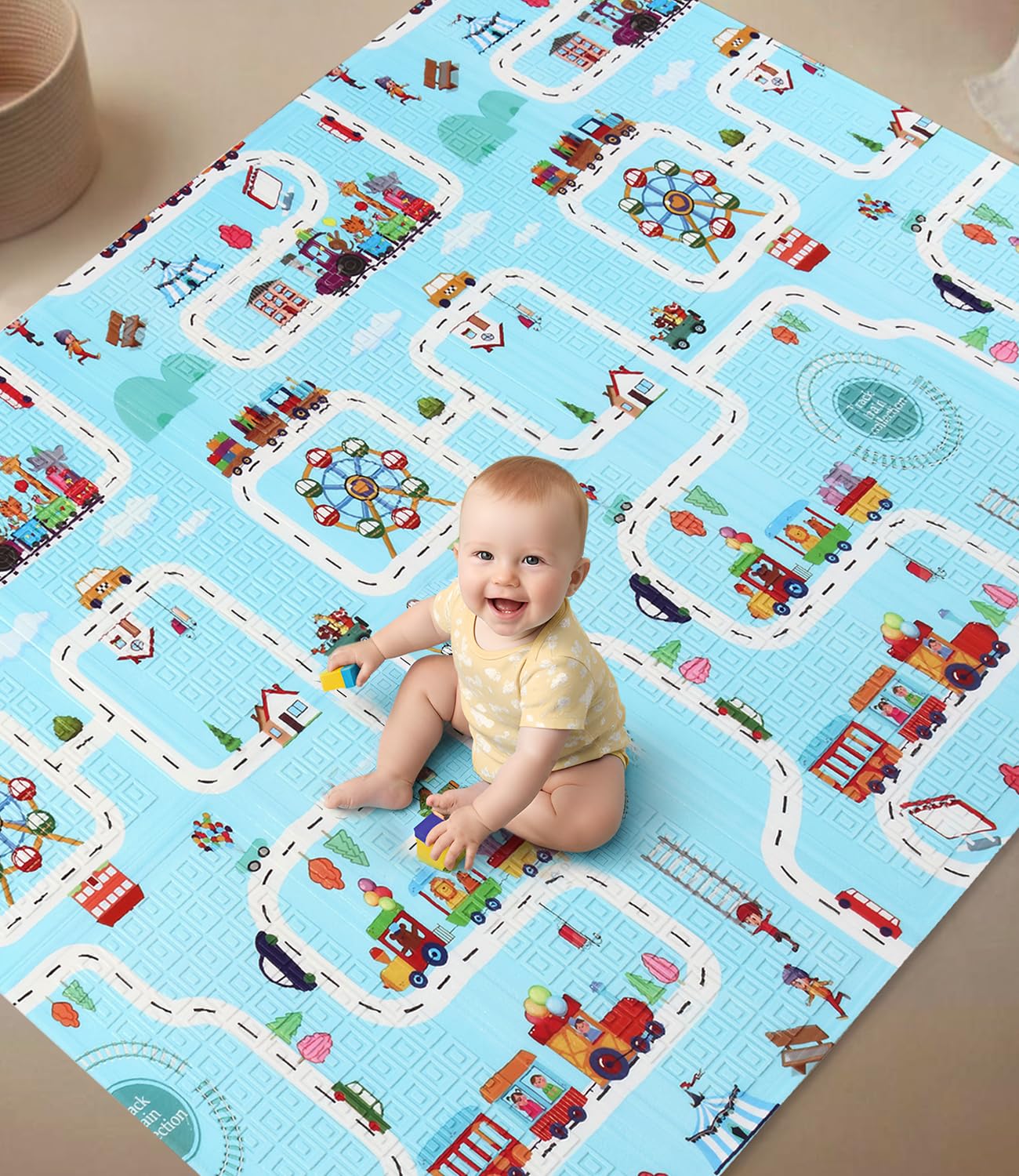 81Bdq-zo87L._SL1500_.jpg FIRSTCRY INTELLISKILLS Extra Large 6.5x4.5 ft Reversible Baby Play Mat for Babies,Animal Party Theme,Foldable Crawling Mat, Floor Mat for Baby & Toddlers,Anti-Skid, 0.6cm Thick, Multicolor, 1 Count - Image 1