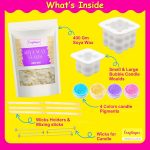 Craftinger DIY Bubble Candle Making Kit with 400gm SOYA Wax | 2 Different Size Silicon Molds | 4 Pigment | Wicks & Sticks | Beginner Kit for Kids & Adults | Ideal for Birthday Gifts, Craft Lover - Image 2