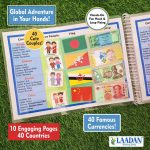 Laadan Flags, Culture & Currencies Busy Binder | Busy Book for Kids Ages 3-6 | Geography Learning Toy | Montessori Method | Educational Travel Toy, Toddler Quiet Book, Early Learning Educational Gift - Image 2