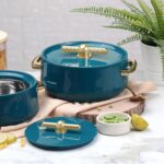 Selvel Elegance Inner Steel Casserole Set of 3 (1700ml, 1200ml, 600ml)|BPA Free|Advanced P.U. Insulation|Keeps Food hot & Fresh Chapati, Roti, Biryani and More (Emerald Green) - Image 4