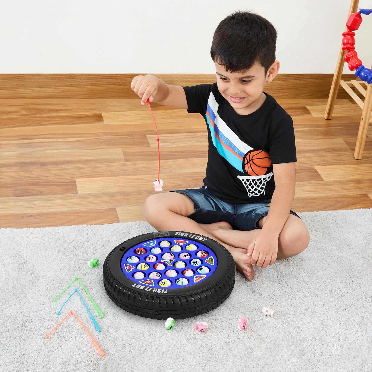 81CiVnjn57L._SL1500_.jpg Amazon Brand - Jam & Honey Musical Fishing Game for Kids 5+ Years, Rotating Pond Board Game with 21 Pieces & Fishing Rods, Educational Family Toy, BIS Certified Child Safe, Indoor Outdoor Game - Image 1