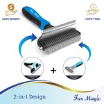 Fur Magic Deshedding and Dematting Tool, 2 Sided Pet Grooming Brush for Deshedding, Mats and Tangles Removing for Dogs and Cats with Long, Medium and Short Hair, Blue - Image 5