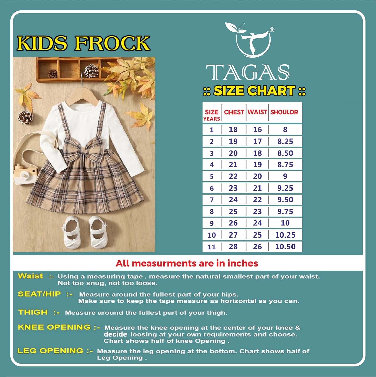 81Dtf5Hc1ML._SL1500_.jpg TAGAS Dress for Girls II Baby Girl Dress, Frock Girls Infants Casual wear for Kids Dresses and Jump Suite Round Neck Full Sleeve Dress for Girls (KD-137) - Image 1