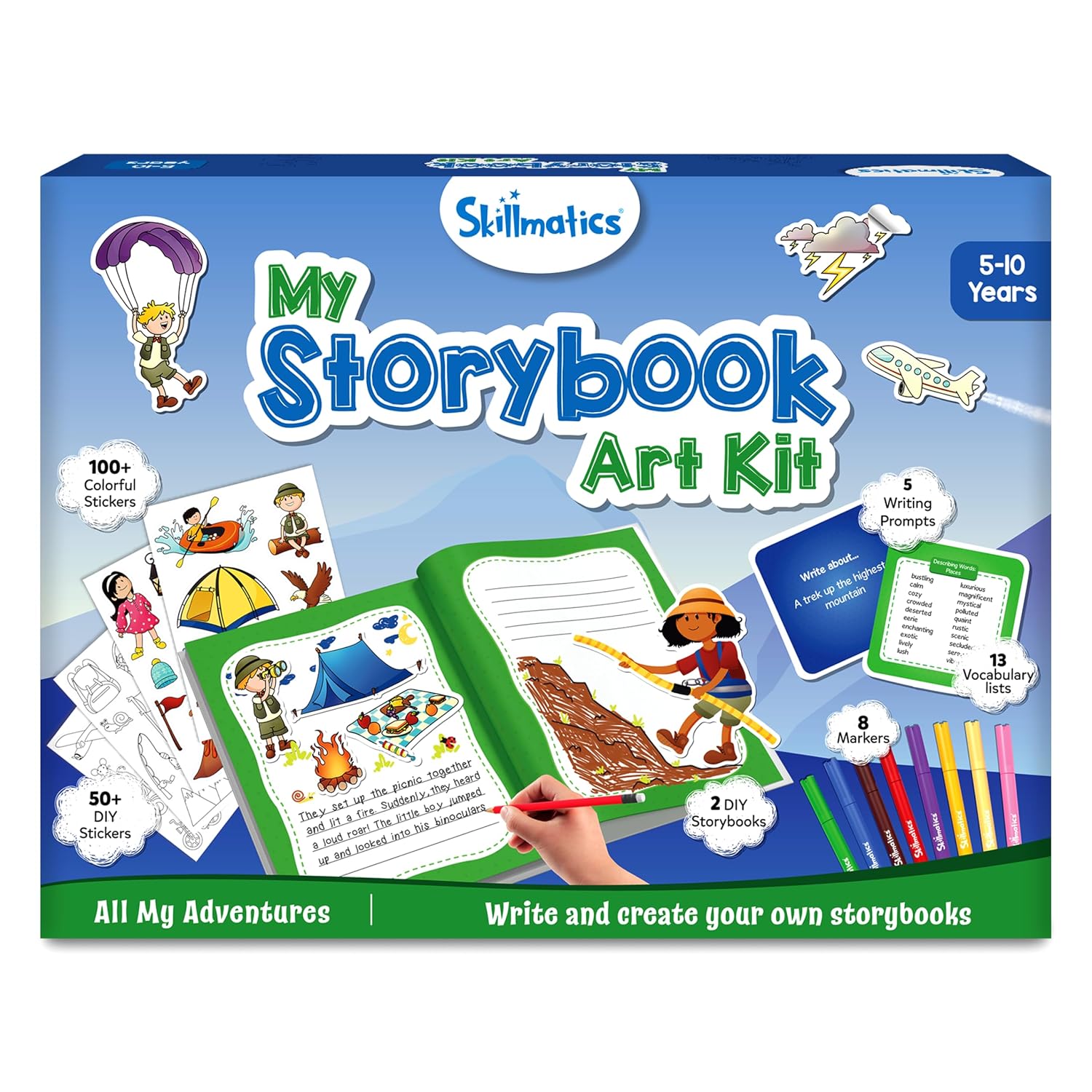 81Dx0RR-zCL._SL1500_.jpg Skillmatics Storybook Art Kit - Create Adventure Stories, DIY Craft & Writing Kit with 300+ Stickers, Scrapbooking & Journal Activity, Gifts for Kids Ages 5, 6, 7, 8, 9, 10 | Create Adventure Stories, Scrapbooking & Journal Activity, Screen-Free Fun, Gifts for Kids Ages 5–10 - Image 1