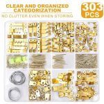 303Pcs Picture Hanging Kit, Picture Hangers Assorted Kit with Heavy Duty Picture Hanging Hooks/Hardware Nails/Sawtooth/Wire/D Rings/Level, Metal Picture Wall Hooks for Frame Canvas Mounting - Image 2