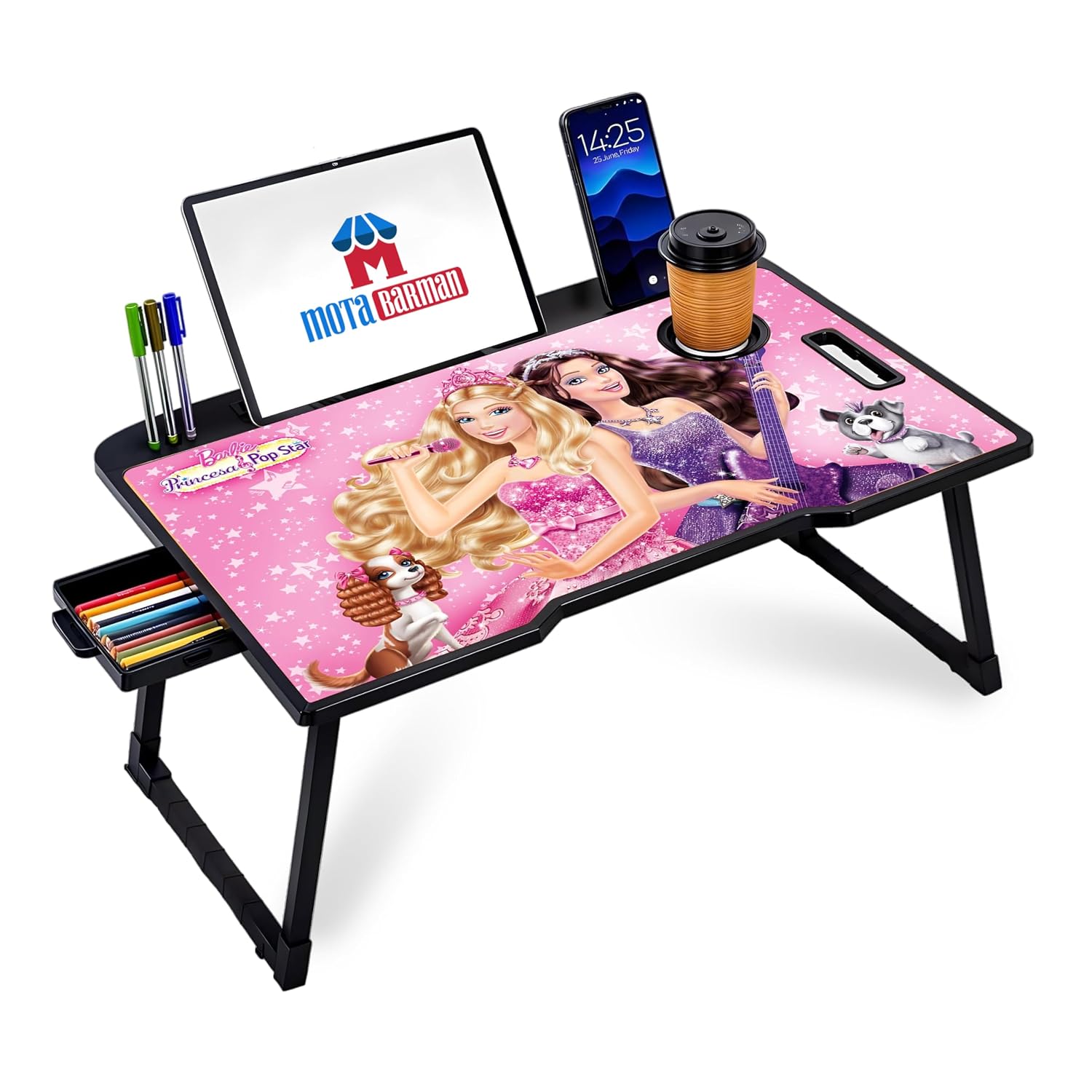 81E4OugeiYL._SL1500_.jpg Study Table Bed Table Premium Laptop Table/Foldable and Portable Wooden/Writing Desk for Office/Home/School (Barbee) - Image 1