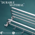 Gloxy Premium Towel Rack in Bathroom - Chrome Finish 24 Inch Stainless Steel Bathroom Hangers for Clothes Towel Holder in Bathroom - Bathroom Fittings Accessories Set with Multipurpose Hooks - Image 3