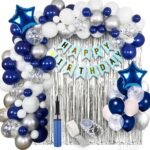 Party Propz Birthday Decoration Kit for Boys - Pack of 62, Blue Birthday Decoration Kit with Confetti Balloons, Bday Decorations for Husband, Blue Balloons for Bday Decorations for Boys