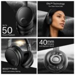 boAt Rockerz Trendz, 40mm Drivers, 50hrs Battery, 60ms Low Latency, ENx Tech, BT v5.4, Foldable Cups, Voice Assistant, Bluetooth Headphones, Wireless Headphone with Mic (Black Sabre) - Image 2