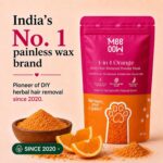 4 in 1 Orange Body Hair Removal Powder Mask for Women & Men Instant Painless Hair Removal Tan Removal Exfoliation & Skin Nourishment No Heat No Strips Painless Full Body Wax Powder (80g) - Image 2