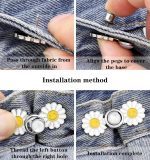 SHUTTLE ART 2pcs Jeans Button Pins Waist Tightener Set, No Sewing Required, Flower Jean Buttons Pins,Adjustable Waist Buckle Set,Buttons for Loose Jeans Button Waist Adjuster for Pants Skirts - Image 4