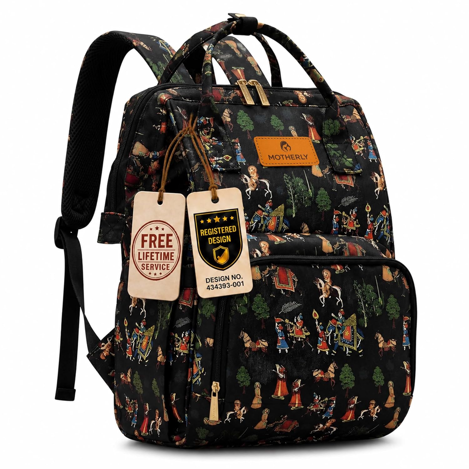 81FYUrIktaL._SL1500_.jpg Motherly Patented Diaper Bag Backpack for Moms | Waterproof Baby Travel & Maternity Bag |Spacious Nappy Bag with Multiple Compartments, Insulated Bottle Pockets & Warranty (VivaLuxe Series) - Image 1