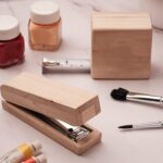 IVEI DIY MDF Stationery Wood Sheet Craft - Plain MDF Cutouts Stationery Desktop Organizer for Painting, Decoupage, Resin Art Work & Decoration (IVEI DIY Stationery Set- 1 Stapler & 1 Inch Tape) - Image 4