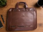 BONZA Leather Laptop Briefcase Bag for Men & Women | 15.6 Inch Padded Laptop Messenger Bag with 3 Compartments, Top Handles & Multiple Pockets | Office, Business, Travel & Work Bag - Image 8