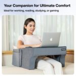 FOVERA Lap Desk Pillow | Height Adjustable, Soft & Comfortable Armrest, Easy to Store | for Working on Laptop, Reading & Gaming | Work from Home Pillow | Perfect for Using on Bed, Sofa & Floor (Grey) - Image 7