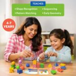 Skillmatics Brain Blocks, 3D Early STEM Building Blocks Game for Kids, Shapes, Balance & Pattern Play, 3 Levels of Challenge Cards, Screen-Free Learning Toy, Gift for Boys & Girls Ages 4, 5, 6, 7 - Image 7