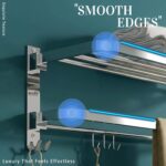 Gloxy Premium Towel Rack in Bathroom - Chrome Finish 24 Inch Stainless Steel Bathroom Hangers for Clothes Towel Holder in Bathroom - Bathroom Fittings Accessories Set with Multipurpose Hooks - Image 5