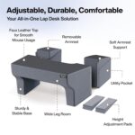 FOVERA Lap Desk Pillow | Height Adjustable, Soft & Comfortable Armrest, Easy to Store | for Working on Laptop, Reading & Gaming | Work from Home Pillow | Perfect for Using on Bed, Sofa & Floor (Grey) - Image 4