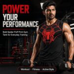 Sleeveless T-Shirt for Men SPI-der Printed Gym Tank Top | Cotton Blend Round Neck Sports Vest for Workout, Running, Fitness, Beach & Casual Wear - Image 3