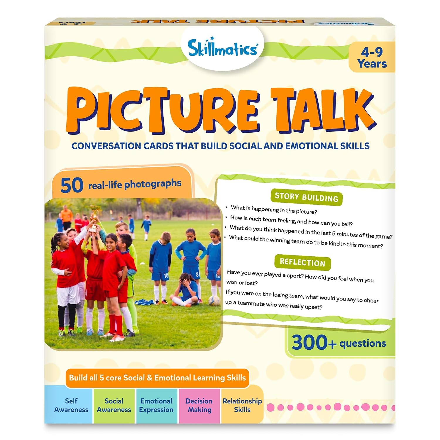 81K9xliPcLL._SL1500_.jpg Skillmatics Picture Talk – Storytelling & Conversation Cards for Kids | 50 Real-Life Picture Cards, 300+ Questions, Social Emotional Learning, Communication Skills, Gift for Ages 4, 5, 6, 7, 8, 9 - Image 1