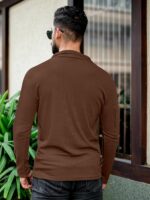 KAJARU Men's Polyester Blend T Shirt with Spread Collar Neck Line Zipper Closure Full Sleeves Solid Pattern Regular Fit and Standard Length - Image 3