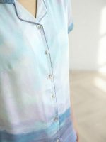 Women’s Satin Casual Printed Loungewear Set with Half Sleeves | Sleepwear for Everyday Comfort | Night Wear Collared Neck Pyjama Set - Image 2