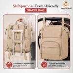 Infantso Premium Multifunctional Waterproof Diaper Bag For Mothers For Travel/Diaper Bags With Multi Compartments, Insulated Bottle Pockets, Hanging Strap, Anti-Theft Pocket, 27Lt Maternity Bag - Image 5