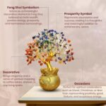 JD FRESH Feng Shui 7 Chakra Crystal Tree with Golden Money Bag Base/Natural Gemstone Decorative Showpiece Bonsai Tree for Home & Office Décor, Good Luck Diwali Gift, Wealth & Prosperity - Image 7