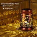 Solar Lanterns Outdoor Waterproof Gifts for Women Grandma Gifts for Mom Hummingbird Garden Decor Solar Hanging Lantern Metal for Patio Yard Festival Pathway Landscape (Hummingbird, 1) - Image 2