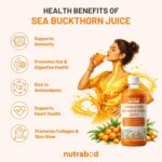 Nutrabud Organics Himalayan Sea Buckthorn Berry Juice - 500 ml - Natural Source of Vitamin C, Omega 3 6 7 9, Antioxidants For Immunity, Skin Glow & Gut Health - 50 Glasses (500ml (Pack of 1)) - Image 3