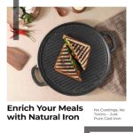 Lifelong Cast Iron 2-in-1 Dosa Tawa & Grill with Wooden Spatula (30cm) | Double-Sided Tawa/Pan for Roti, Dosa, Chapati, Fish & Steak | Naturally Nonstick, Gas & Induction Cookware | Reversible Cooking - Image 7