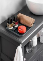 V-CUBE Designs Premium Vegan Leather Valet Tray|Stylish & Modern Office Desk Tray| Table/Bedside/Entryway Organiser for everyday essentials like Keys, Phone, Watch, Wallet, Jewellery|Spill-Proof| Grey - Image 9