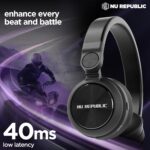 Nu Republic Starboy with 54 Hour Playtime,X-Bass® Technology,40mm Neodymium Drivers,Gaming Mode,Bluetooth V5.4,Dual Pairing,Dual Stereo,Type-C Fast Charging ENC Bluetooth Over Ear Headphones (Black) - Image 8