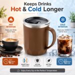 MAGIC SPOON Stainless Steel Travel Coffee Mug with Sipper Lid & Handle, Insulated Tea Cup, BPA-Free Double Wall Tumbler for Hot-Cold Beverages, Office, Home, Car- PISTA-BROWN, (Combo Pack (400ml X 2)) - Image 5