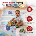 Extra Large Baby Play Mat 5x4 Feet, Reversible Foldable Crawling Mat, BPA Free Waterproof Floor Play Mat for Kids & Infants, Soft Cushioned Learning & Activity Mat(Blue Whale & sea Theme) - Image 2