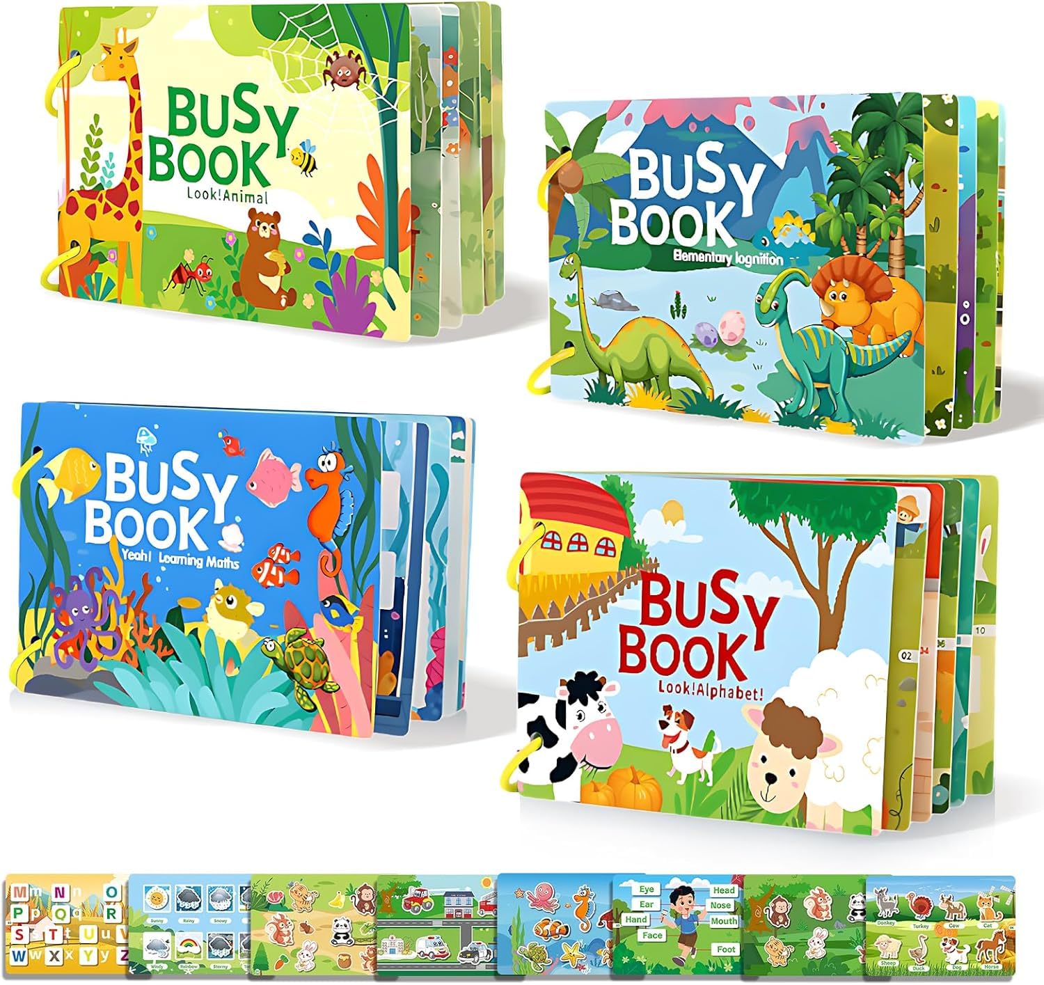 81R02luFRFL._SL1500_.jpg SHNMN Busy Book | Preschool Busy for Toddlers Kids/Children Activities | Quiet Book Alphabets, Animal, Shapes Learning | Kids Age 2-5 Years: 1 (Alphabet,Animal,Learning,Elementary Book) - Image 1