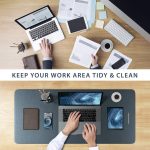 SEASPIRIT Double side Non-Slip Desk Pad Waterproof PVC Leather Table Protector Large Mouse Pad, Easy Clean Laptop Writing Mat for Office /Home (Brown+Gray, Pack of 1) (60*35, Navy blue and Yellow) - Image 2