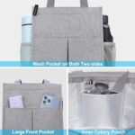 SaleOn Insulated Lunch Bag for Women & Men | Waterproof Soft Cooler Tote | Leakproof, Reusable with Pockets | Thermal Lunch Box for Office, Travel, Picnic (Light Grey) - Image 5