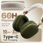 GOBOULT Fluid X Headphones Bluetooth Wireless 60H Playtime, 40mm Bass Driver,Zen ENC Mic,Type-C Charging,Gaming Mode, BTv 5.4, Made in India, Headphones Wireless with mic (Pine Green) - Image 3