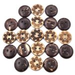 Coconut Shell Buttons 2 Hole Sewing Buttons for Fashion/Replacement/Decorative/Costume's/Jackets/Kurtis and Also Used DIY Art and Craft item (716-Coconut Shell leaf 24pcs) - Image 2