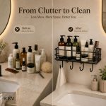 KBV Bathroom Organizer Without Drill, GI Steel Self Adhesive Bathroom Shelf for Wall, Wall Mounted Bathroom Stand, Rust Resistant CED Powder Coated Bathroom Accessories Storage Rack, Black, Pack of 4 - Image 5