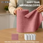 ShineXPro Microfiber Cleaning Cloth Roll, 20Pcs, 4000 Times Washable - 10X Cheaper Than Paper Kitchen Towel Roll - Ultra Absorbent Lint Free Microfiber Cleaning Cloth for Kitchen - Tearable, Reusable - Image 6