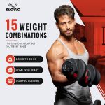SLOVIC Adjustable Dumbbell 24kg | Dumbbells - Gym equipment for home workout | Dumbbell Set (24kg X 1) | Fitness Gym Dumbbells for Bench Press, Shoulder and Biceps| Anti Skid dumbles for all exercises - Image 2
