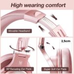 OneOdio A70 Bluetooth Over Ear Headphones, Wireless Headphones w/ 72H Playtime, Hi-Res, 3.5mm/6.35mm Wired Audio Jack for Studio Monitor & Mixing DJ Guitar AMP, Computer Laptop PC Tablet - Rose Gold - Image 7