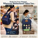 Motherly Patented Baby Diaper Bag Backpack for Moms | Water-Resistant Maternity & Baby Travel Bag with Multiple Pockets | Hospital Bag for Newborn Essentials (Budgetbee, Navy Blue) - Image 9