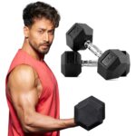 Slovic Dumbbell Set 20 KG (10 KG x 2) | Hexa Dumbbells Set for Home Workout | 20 KG Dumbbells Pair for Exercise | Gym Equipment for Home Workout | Anti Skid Rubber Dumbbells