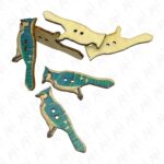 6 pcs Vintage Wooden Buttons 2 Holes Shape Pattern Craft Button Sewing Production Irregular Shape Button Handmade DIY Art & Crafts (Blue Bird Jay) - Image 5